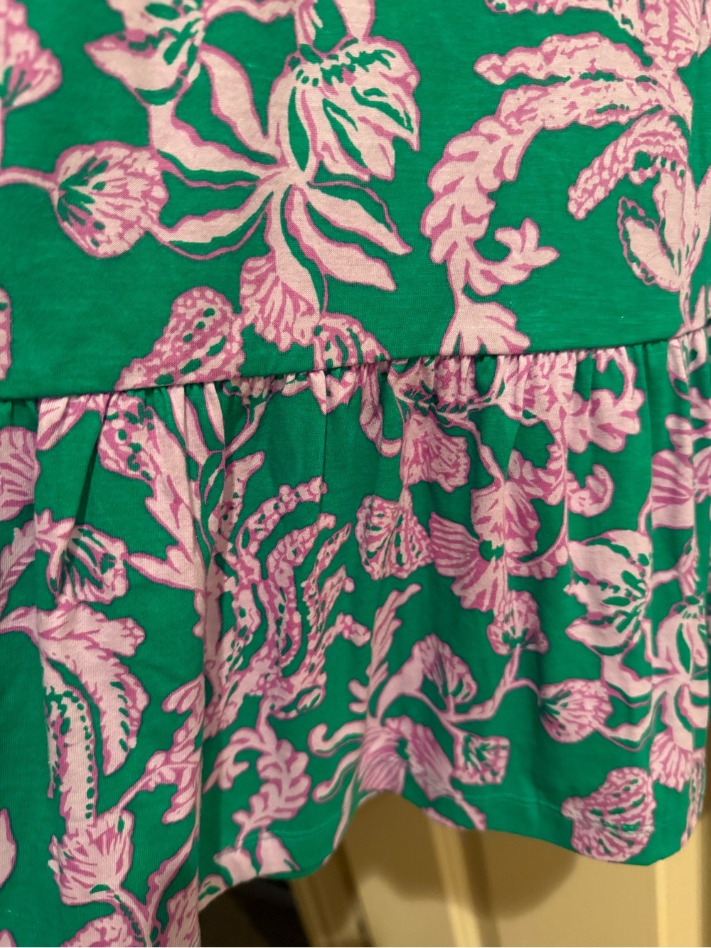 Lilly Pulitzer Green and Pink Floral Long Sleeve Dress - Picture 5 of 6